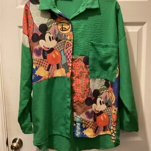 Colorful Mickey Mouse Button-Up Shirt